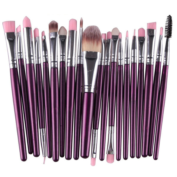 20Pcs Makeup Brushes Set Professional Plastic Handle Soft Synthetic Hair Powder Foundation Eyeshadow Make Up Brushes Cosmetics