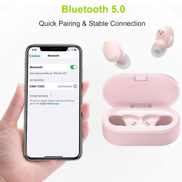 EWA Waterproof Wireless Earphones with Charging Box.