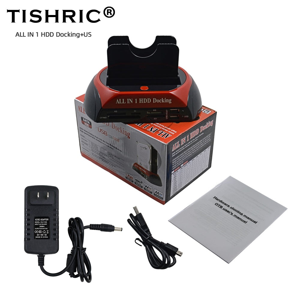 TISHRIC All in 1 Hdd Docking Station eSATA to USB 2.0/3.0 Adapter For 2.5/3.5 Hard Disk Drive Docking Station Hard Enclosure