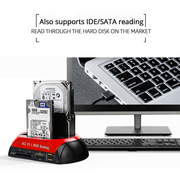 TISHRIC All in 1 Hdd Docking Station eSATA to USB 2.0/3.0 Adapter For 2.5/3.5 Hard Disk Drive Docking Station Hard Enclosure