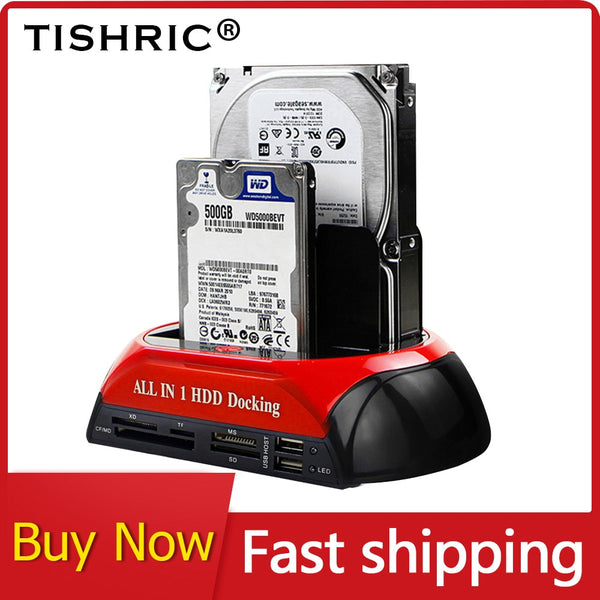 TISHRIC All in 1 Hdd Docking Station eSATA to USB 2.0/3.0 Adapter For 2.5/3.5 Hard Disk Drive Docking Station Hard Enclosure