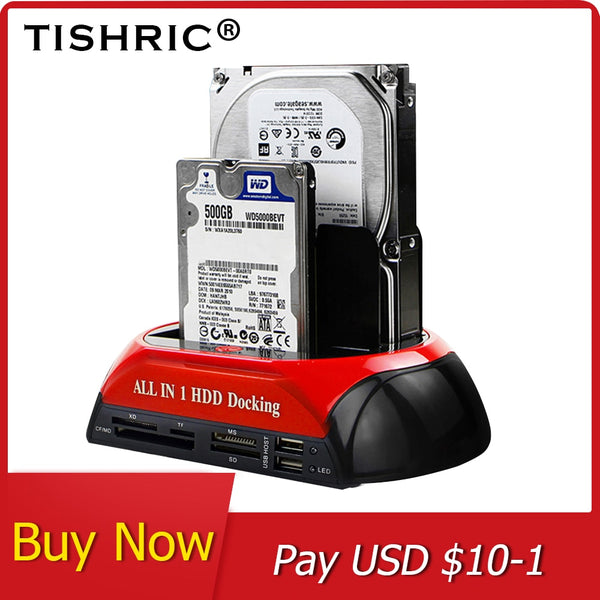 TISHRIC All in 1 Hdd Docking Station eSATA to USB 2.0/3.0 Adapter For 2.5/3.5 Hard Disk Drive Docking Station Hard Enclosure