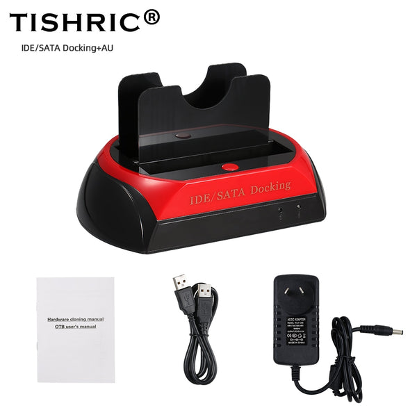 TISHRIC USB 2.0/3.0 To IDE SATA Dual HDD Docking Station Base Hard Disk Enclosure For 2.5/3.5 Inch Hard Drive Docking Station
