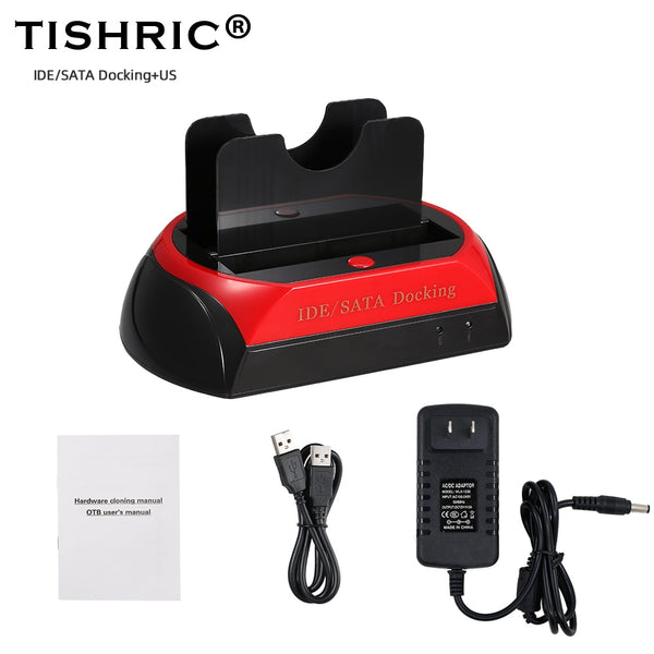 TISHRIC USB 2.0/3.0 To IDE SATA Dual HDD Docking Station Base Hard Disk Enclosure For 2.5/3.5 Inch Hard Drive Docking Station