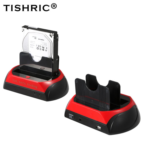TISHRIC USB 2.0/3.0 To IDE SATA Dual HDD Docking Station Base Hard Disk Enclosure For 2.5/3.5 Inch Hard Drive Docking Station