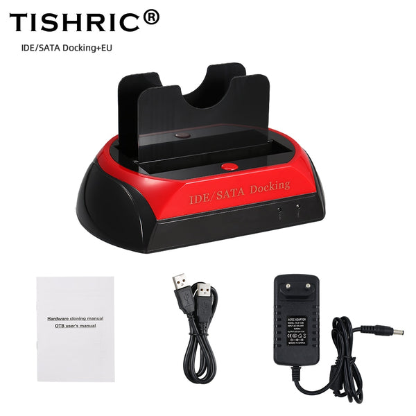 TISHRIC USB 2.0/3.0 To IDE SATA Dual HDD Docking Station Base Hard Disk Enclosure For 2.5/3.5 Inch Hard Drive Docking Station